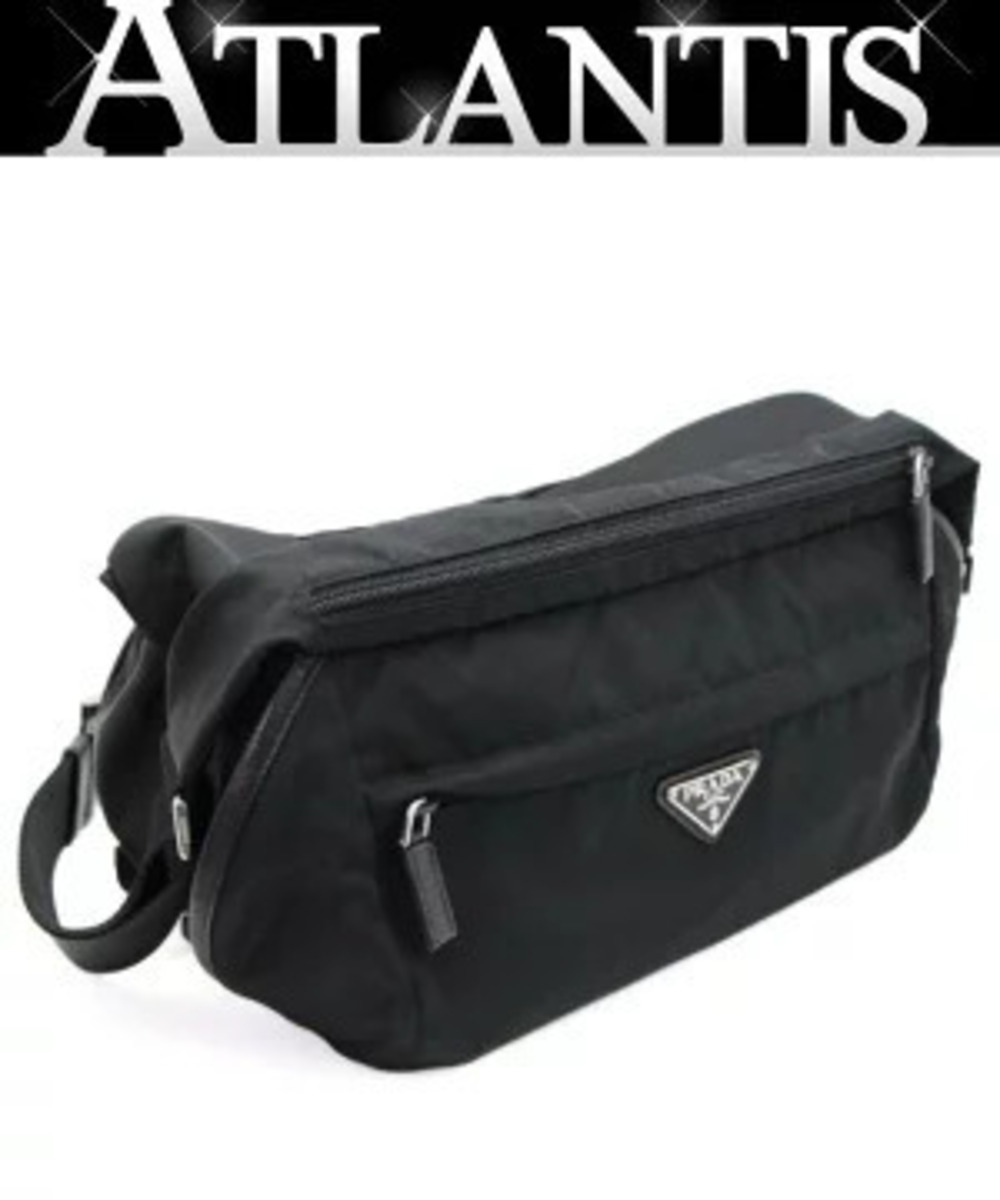 Prada Triangle Re Saffiano Leather Shoulder Bag Multi Black
